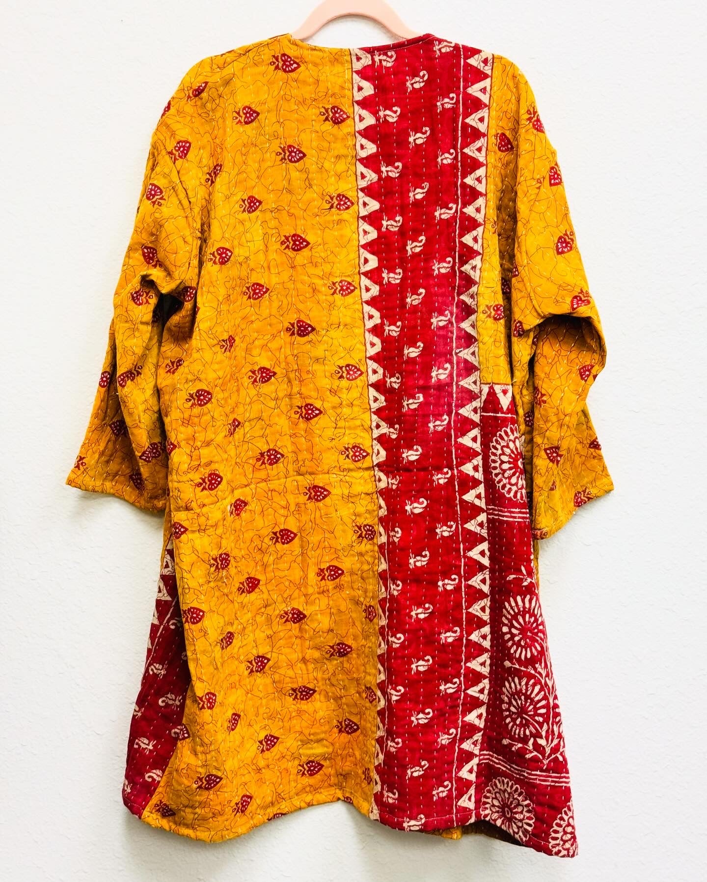 Red Flowers Kantha Kimono