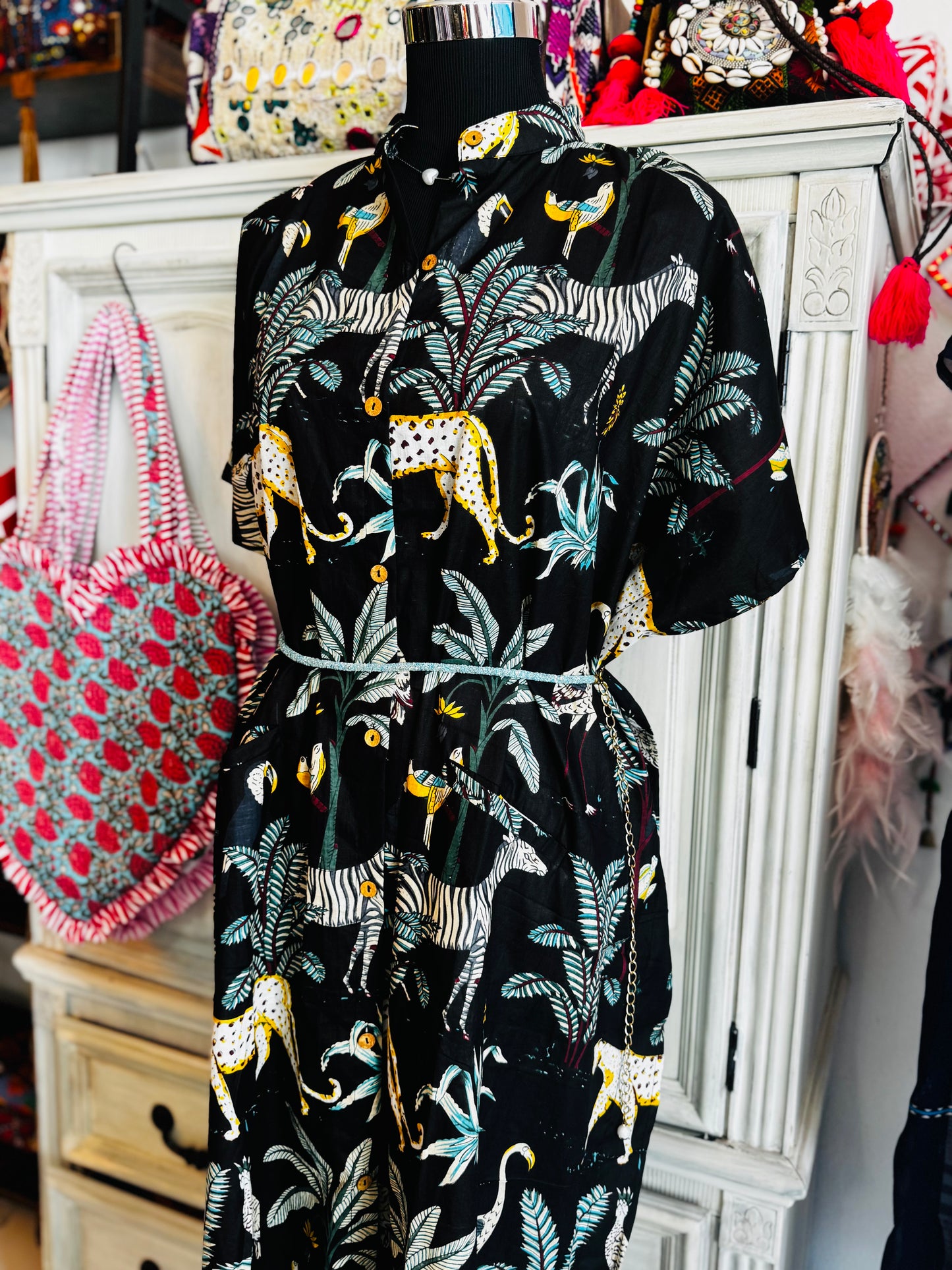 Midnight Jungle | Handmade Hand Block Printed Cotton Dress
