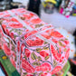 Red Floral Quilted Duffel Bag – Handmade Block Print Weekender Travel Bag