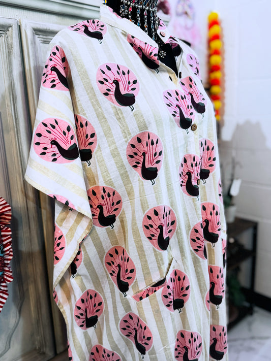 Emerald Peacock | Handmade Hand Block Printed Cotton Dress