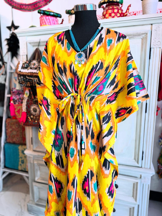 Handblock Cotton Kaftan-Abstract