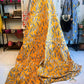 Mustard Shoal | Tribal Shark Print Kantha Quilt | 100% Cotton | Handmade | 90x110” Queen/King