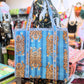 Blue Tiger Print Quilted Cotton Tote Bag – Large Reversible Handmade Shopper with Pocket