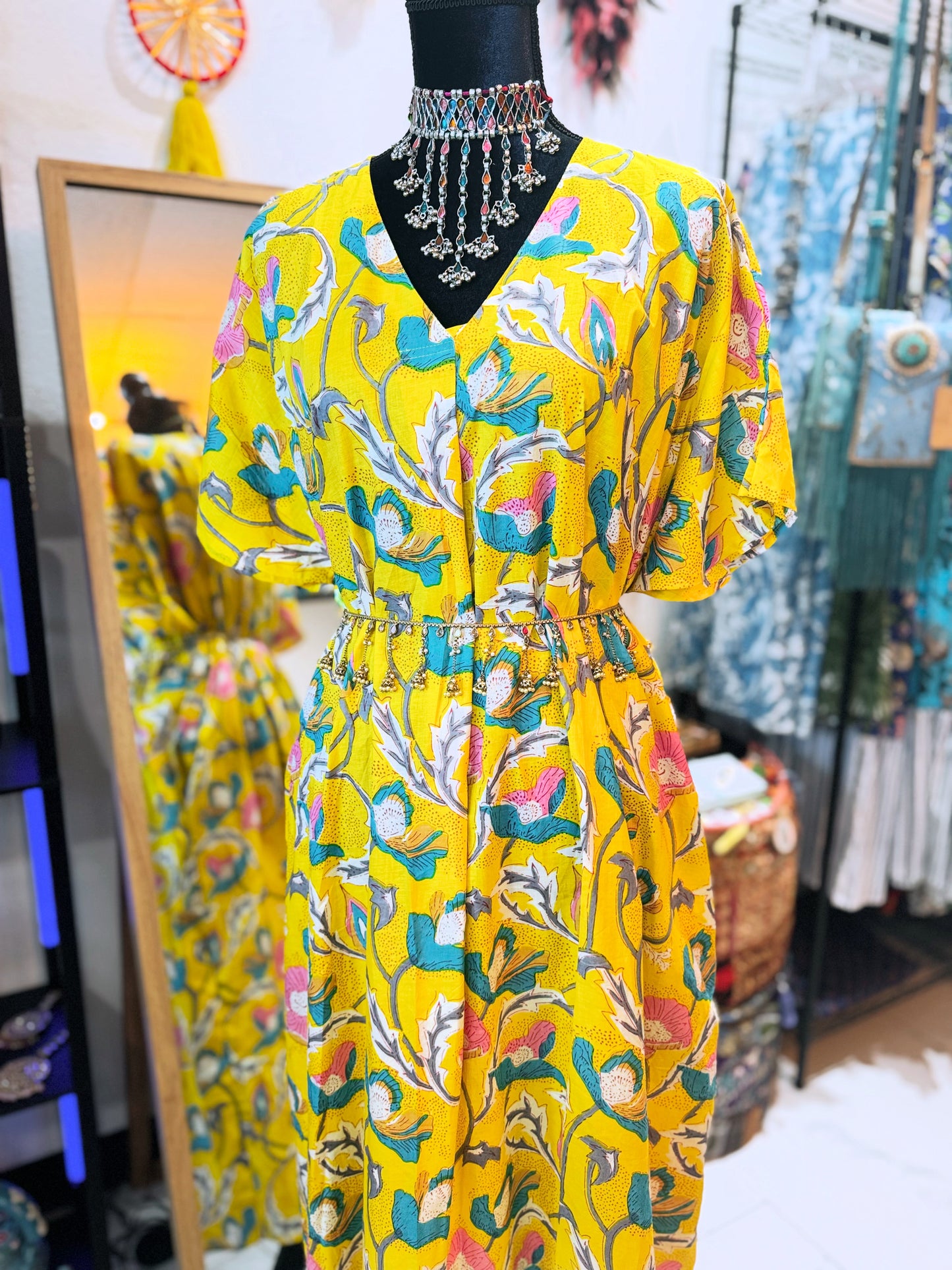 Sunlit Garden Bloom - Handmade Cotton Floral Dress | Soft Boho Summer Dress