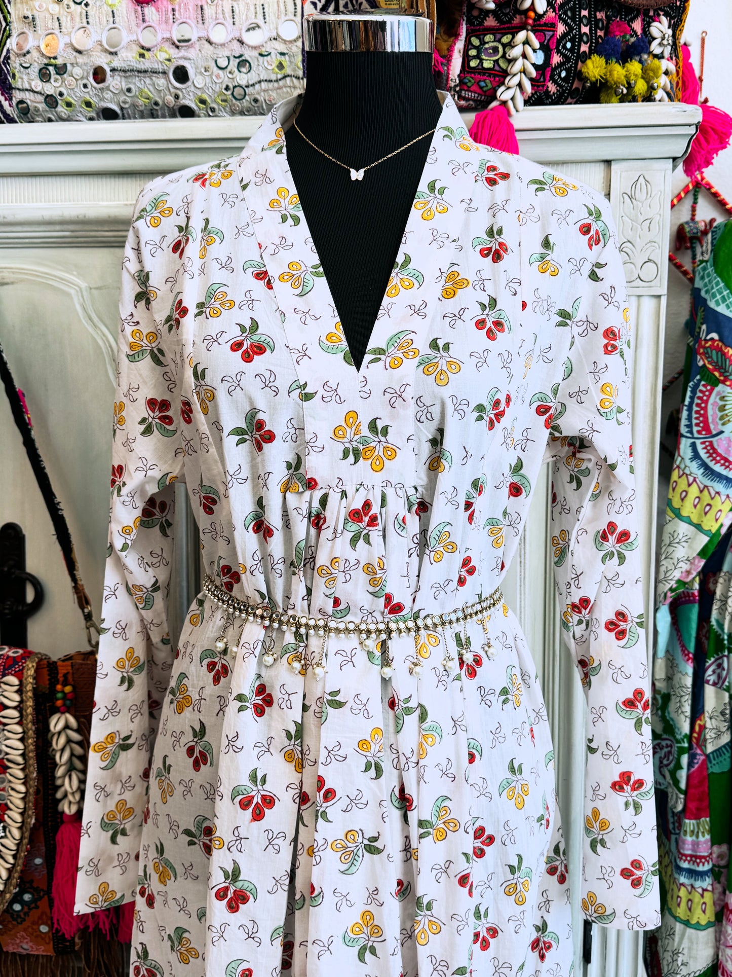 Garden Poetry – Handmade Cotton Floral Dress (Medium) | Soft Boho Summer Dress