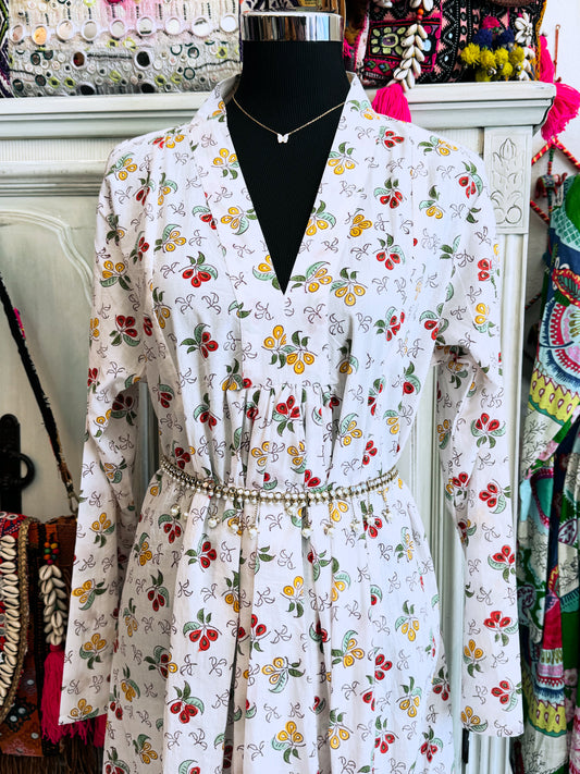 Garden Poetry – Handmade Cotton Floral Dress (Medium) | Soft Boho Summer Dress