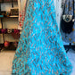 Turquoise Tide | Tribal Shark Print Kantha Quilt | 100% Cotton | Handmade | 90x110” Queen/King