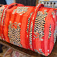 Handmade Quilted Weekender Bag – Tiger Print Travel Duffel – Orange