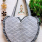 Heart Quilted Tote- waves - Zipper - Pocket