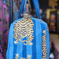 Handmade Quilted Weekender Bag – Tiger Print Travel Duffel – Blue