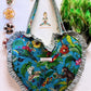 Heart Quilted Tote- Monkey - Zipper - Pocket