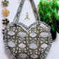 Heart-Shaped Quilted Tote Bag | Hand Block-Printed 100% Cotton | Handmade Zipper Tote