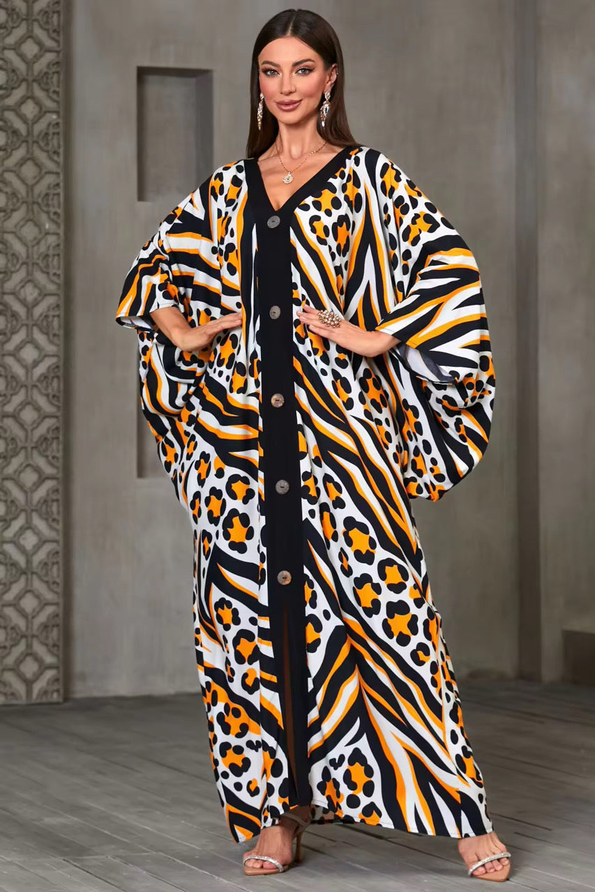 Safari Luxe Print Kaftan – Free Size, Lightweight