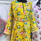 Golden Marigold Hand Block Print Cotton Maxi Dress – Women’s Long Sleeve Dress with Pockets