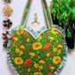 Heart-Shaped Quilted Tote Bag | Hand Block-Printed 100% Cotton | Handmade Zipper Tote