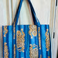 Blue Tiger Trail Tote – Handmade Quilted Cotton Bag | Boho Travel Tote
