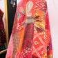 Silk Patchwork Kantha Quilt - Red- Handmade | Silk | Cotton | Queen | King