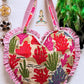 Heart Quilted Tote- Coral Reef - Zipper - Pocket