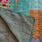 Silk Patchwork Kantha - Green-Queen/ King