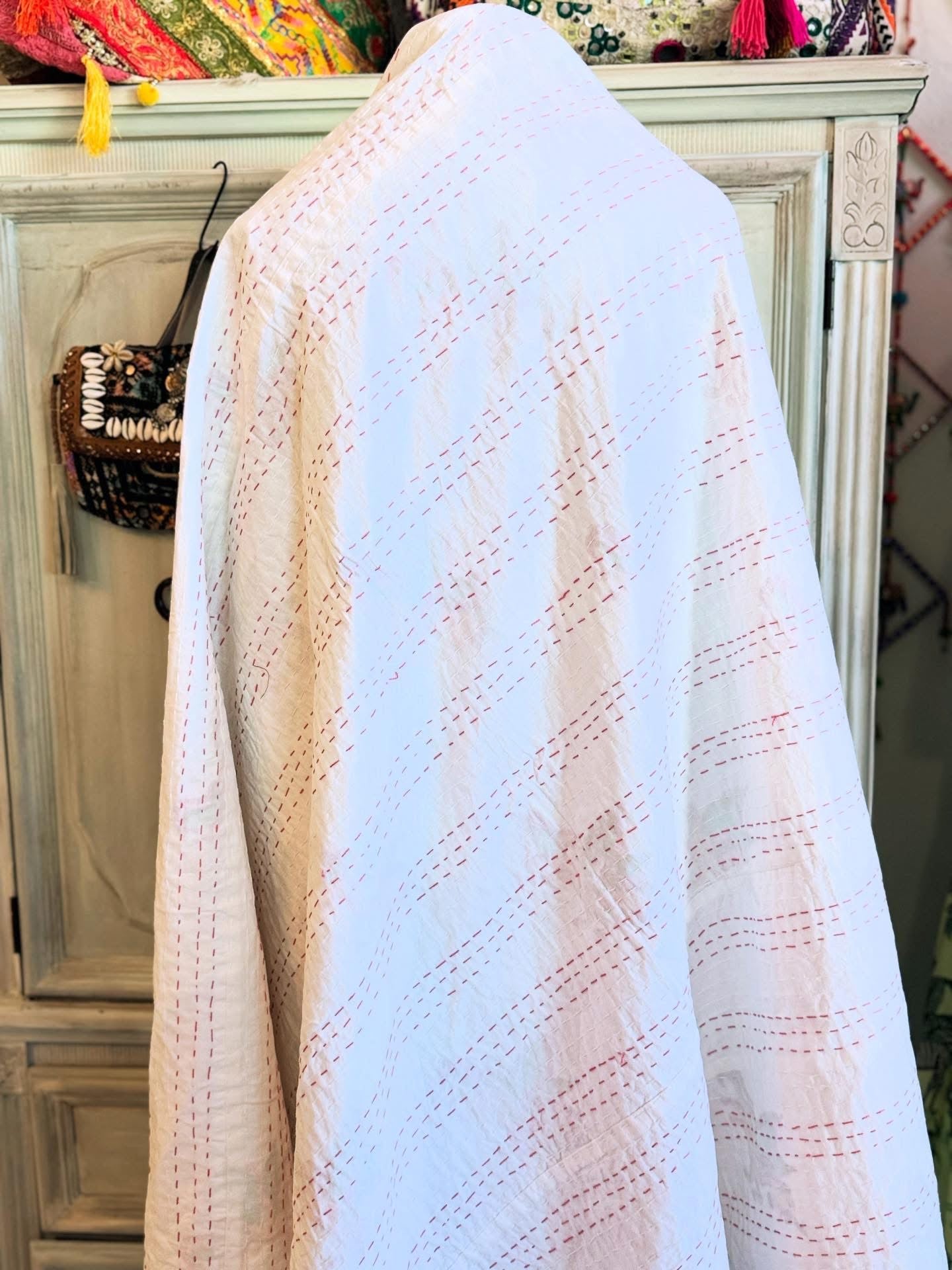 Kantha Cotton Quilt – Unicorns & Solid White | Handmade Toddler Blanket