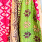 Pink & Olive Bloom – Handmade Kantha Cotton Pants | Wide Leg Boho Trousers