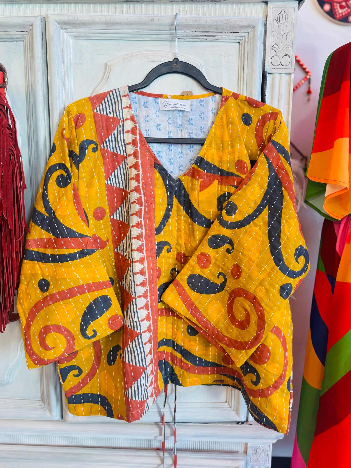 Ember Glow Butterfly 2-Way Top – Handmade | 100% Cotton Boho Blouse