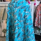 Turquoise Shark Print Kantha Quilt | Cotton Lightweight Blanket | Throw/Twin Size