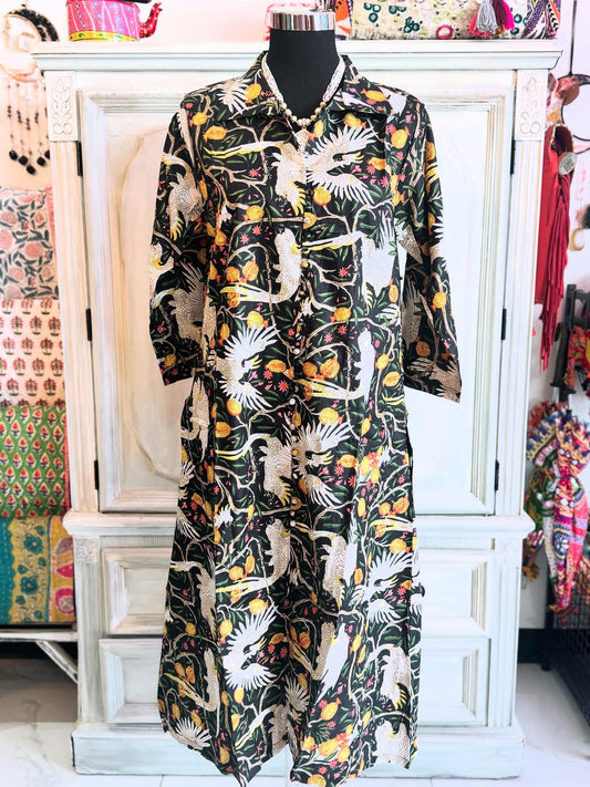 Jungle Noir – Artisan Jungle Print Cotton Dress