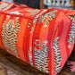Handmade Quilted Weekender Bag – Tiger Print Travel Duffel – Orange