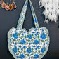 Heart-Shaped Quilted Tote Bag | Hand Block-Printed 100% Cotton | Handmade Zipper Tote