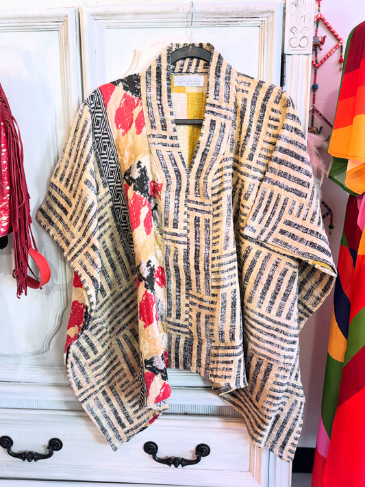 Handmade Kantha Poncho – Earth Rhythm | Unisex | 100% Cotton Boho Top