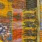 Silk Patchwork Kantha - Yellow- Queen/ King