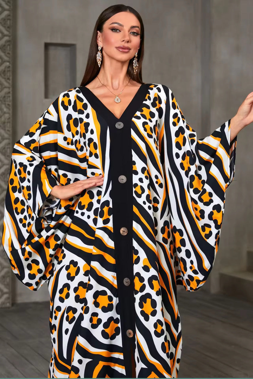 Safari Luxe Print Kaftan – Free Size, Lightweight
