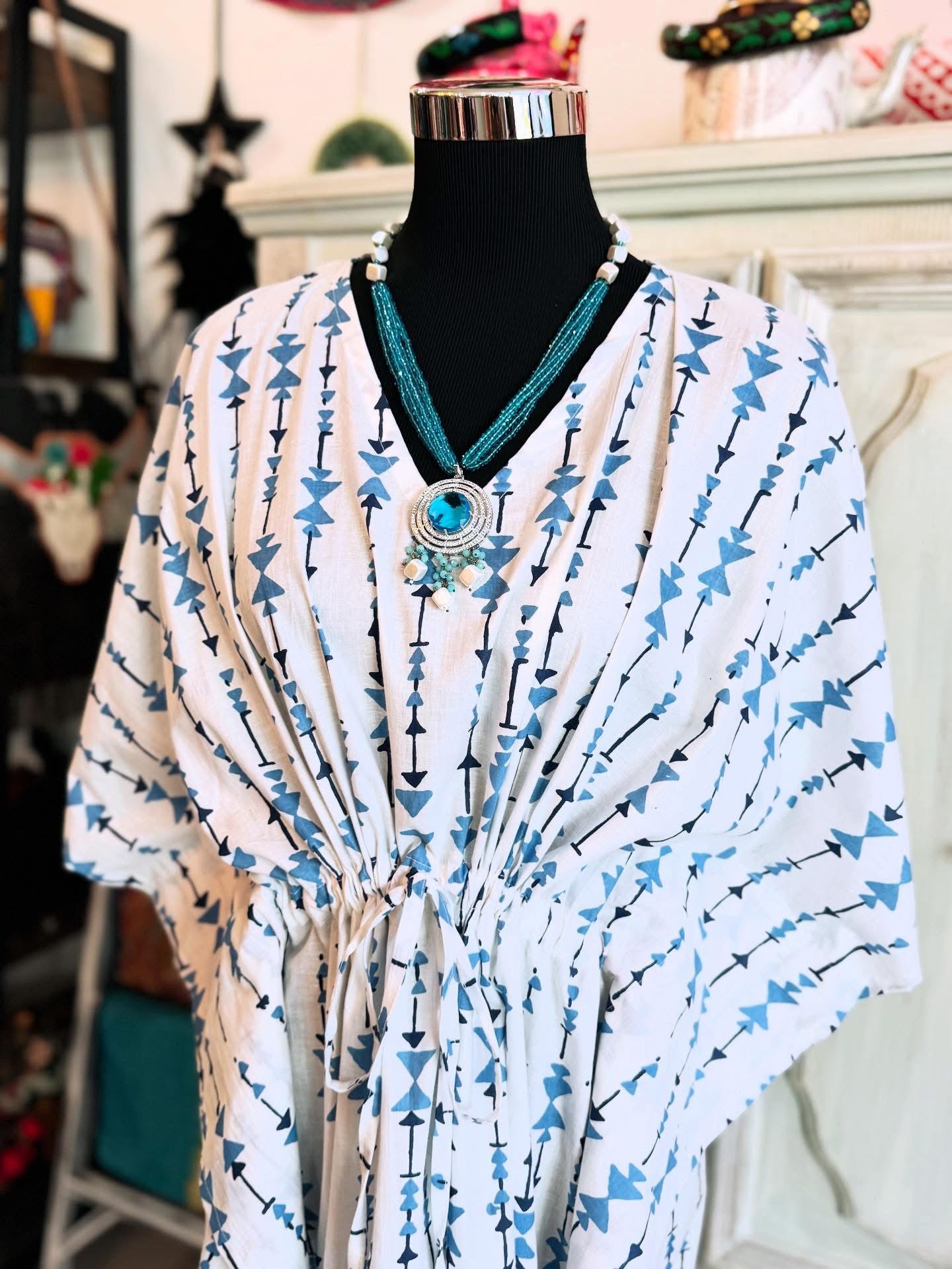 Handblock Cotton Kaftan-Nomad Lines