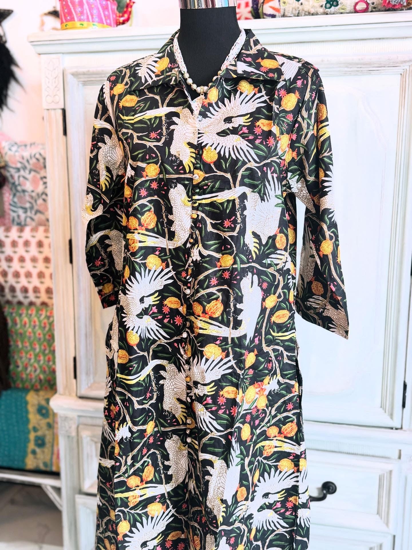 Jungle Noir – Artisan Jungle Print Cotton Dress