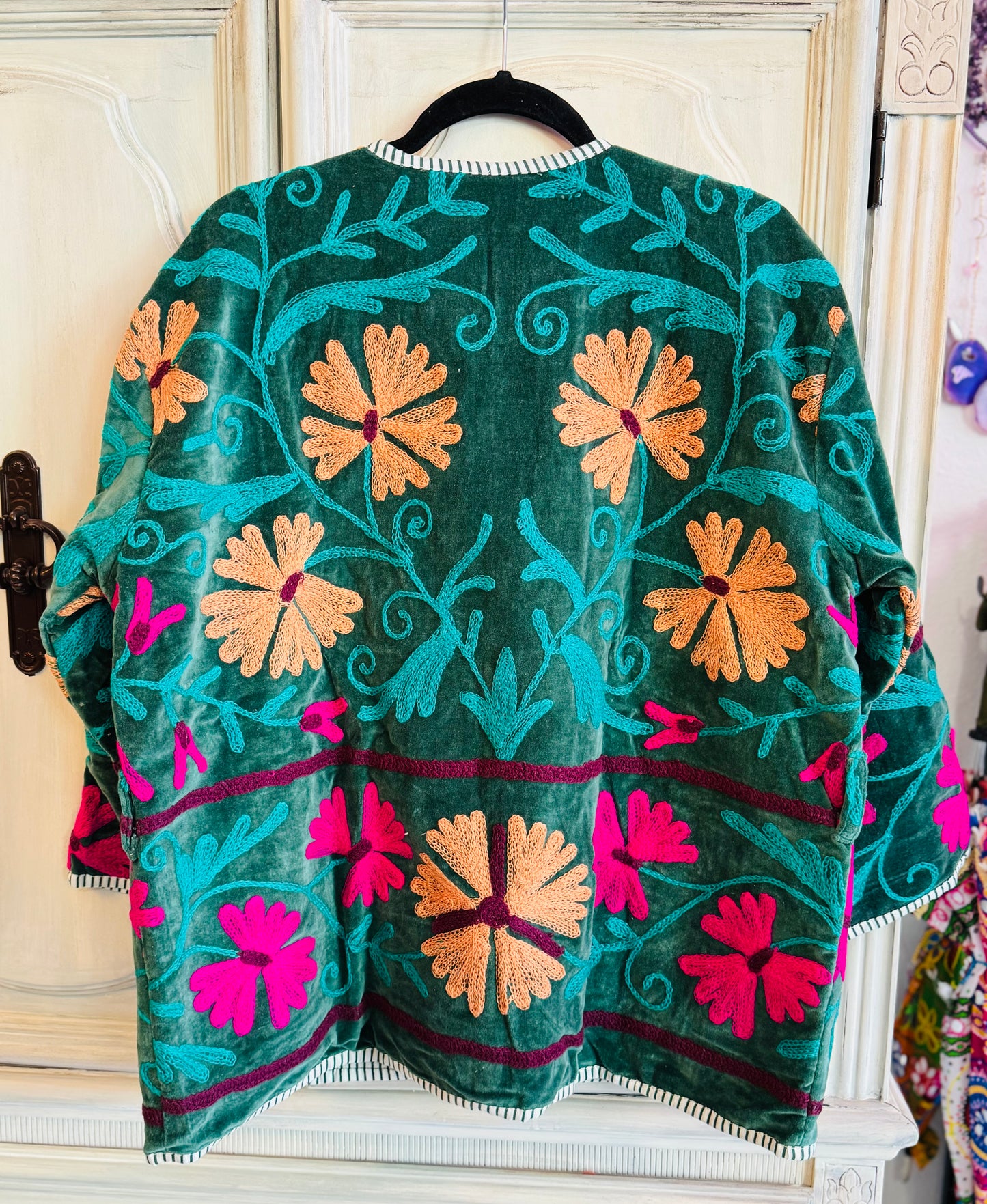 Velvet Embroidered Jacket - Green