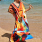 A long kaftan dress with Guitar print