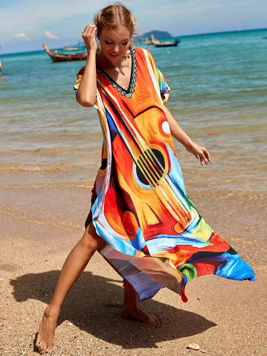 A long dress - kaftan dress - side slits - free flowy