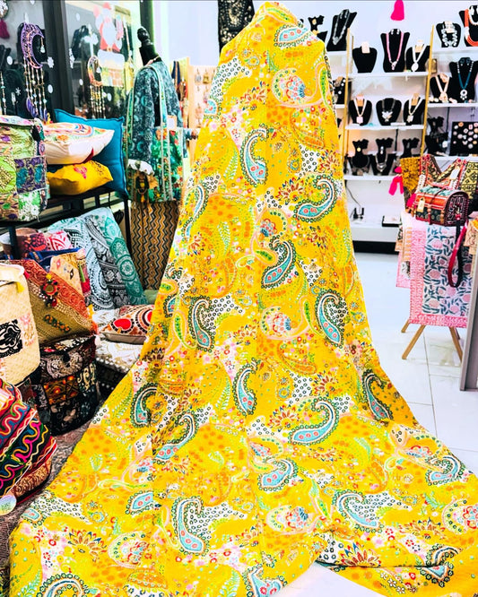 Sunlit Paisley – Handblock Printed Kantha Quilt – 100% Cotton | Handmade