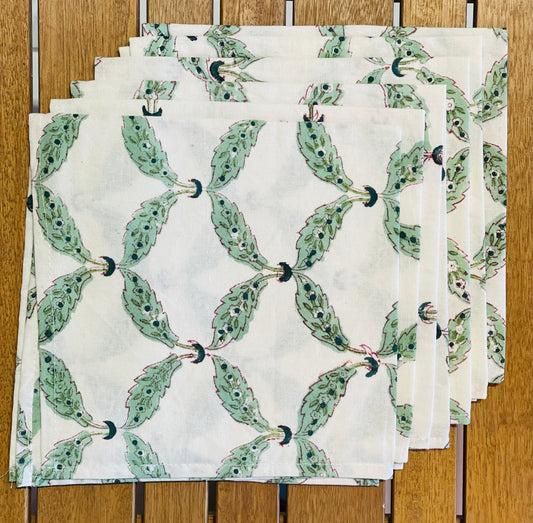 Hand Block Printed Cotton Placemat & Napkin Set | 6 Placemats + 6 Napkins | 100% Cotton Table Decor