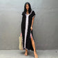 Lace & Tassels Kaftan Dress with Slits on the side
