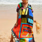V Neck of this long kaftan dress showcasing jewel neckline of portrait kaftan dress