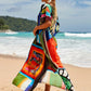 Side look of hte portrait kaftan dress on the beack - beach friendly