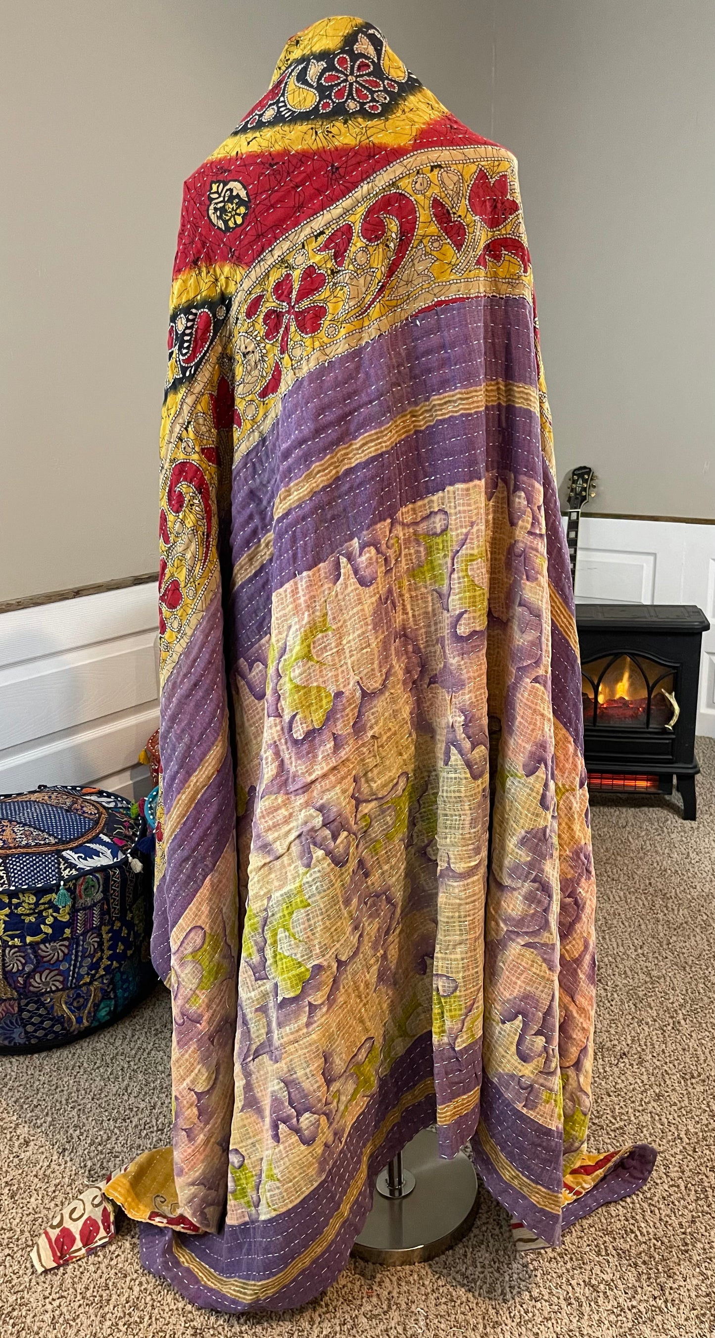 'Yellow and Purple' Saree Quilt